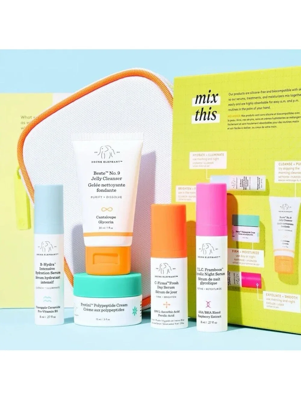 Drunk Elephant The Littles 8.0 Skincare Travel Kit 5-Piece Set with Bag BNIB